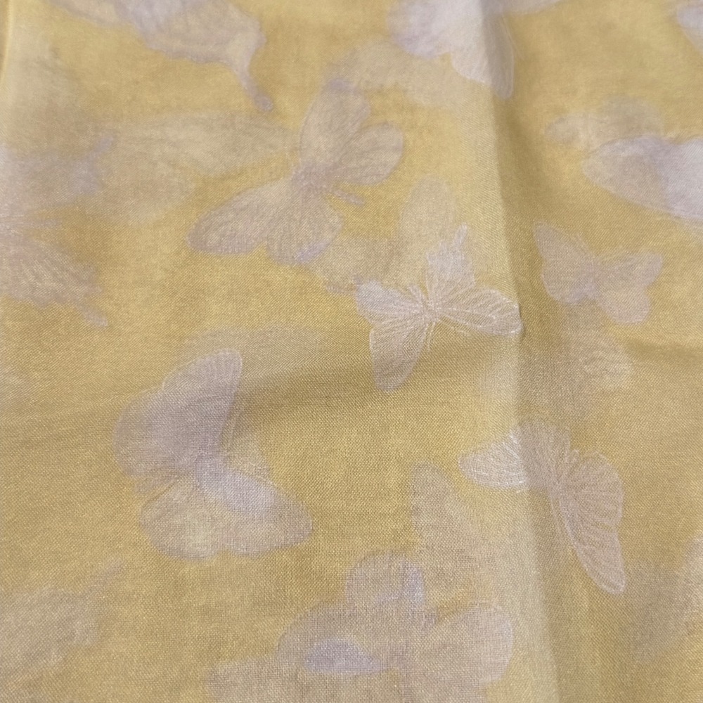 Kathie Lee‎ Collection Yellow Butterfly Burnout Square Scarf Italy VTG Y2K 90s